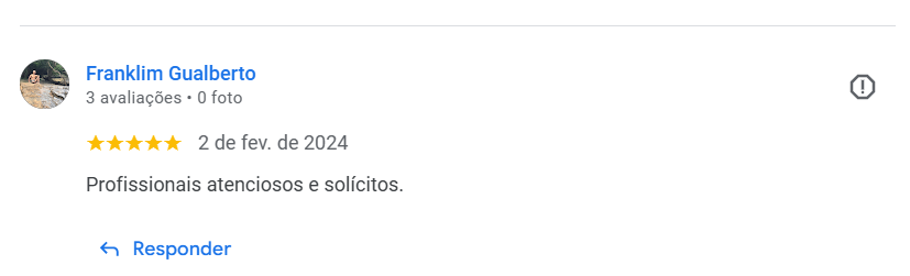 Algumas de nossas avalições no Google